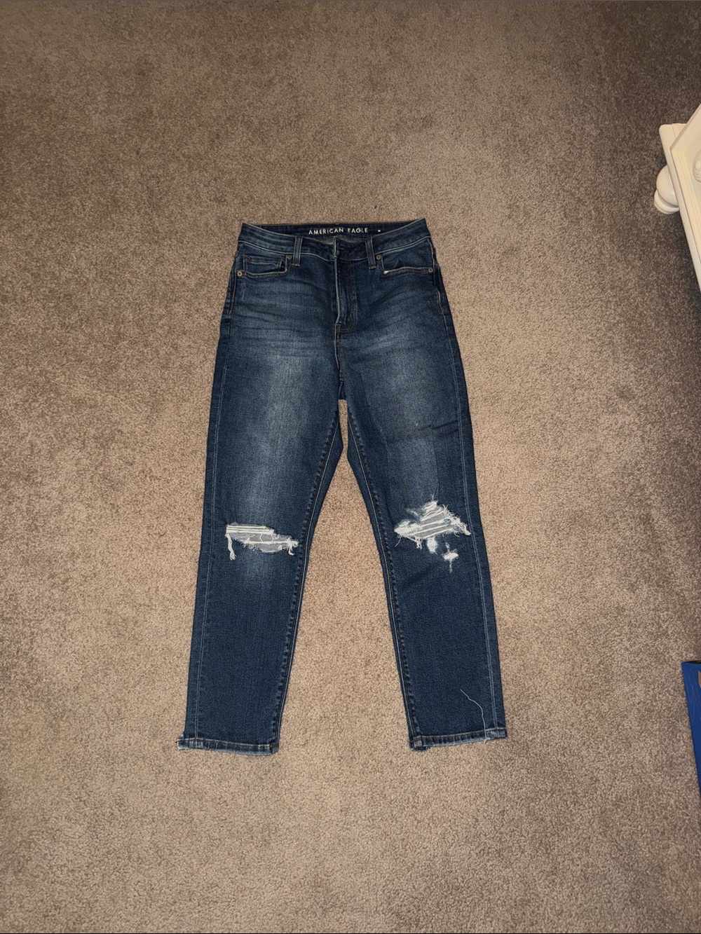 American Eagle Outfitters Men’s Distressed Dark Blue Slim Straight Jeans